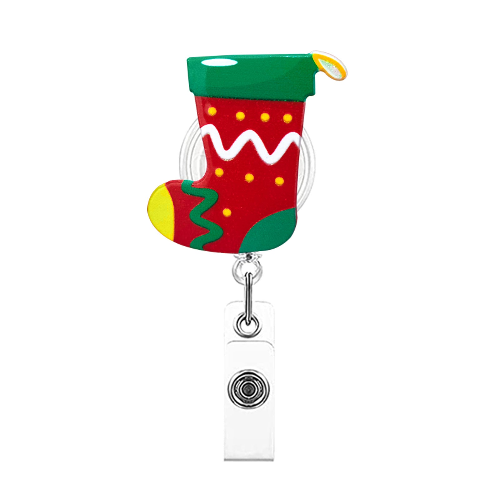 Wholesale Christmas acrylic glitter snowman Christmas tree telescopic clip rotating easy pull buckle